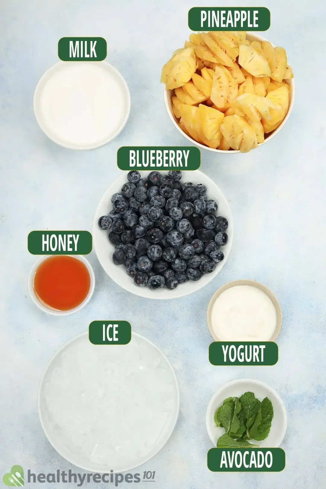 Ingredients For Pineapple Blueberry Smoothie