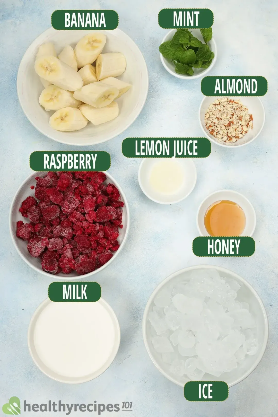 Ingredients for Raspberry Banana Smoothie
