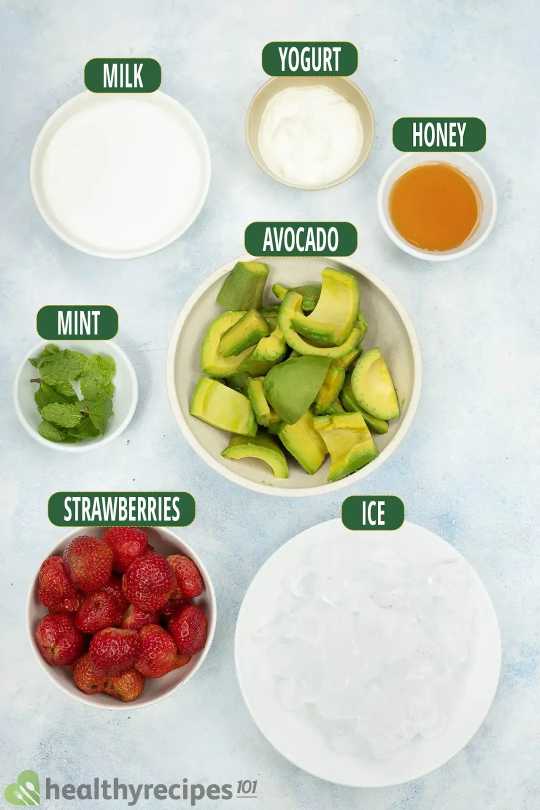 ingredients For Strawberry Avocado Smoothie