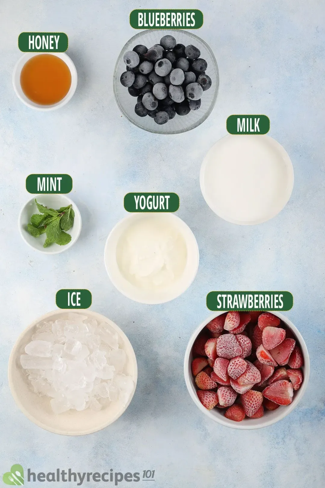 Ingredients for Strawberry Blueberry Smoothie