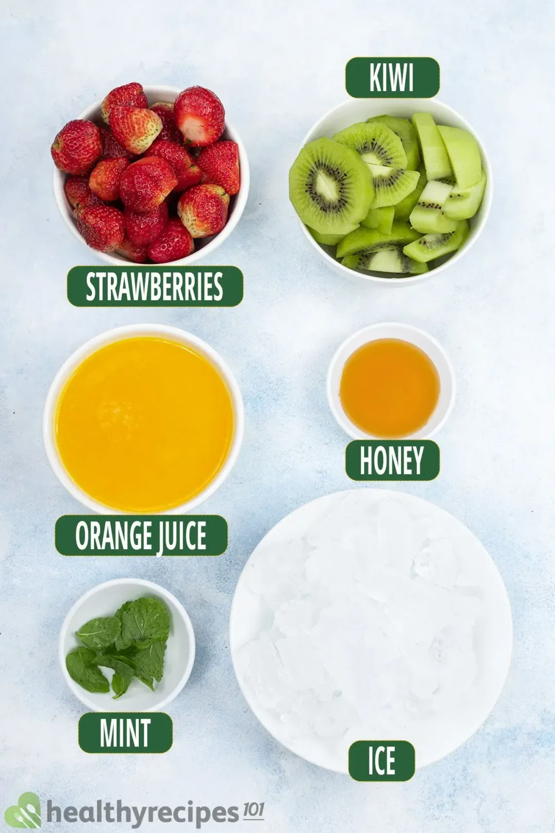 ingredients for Strawberry Kiwi Smoothie