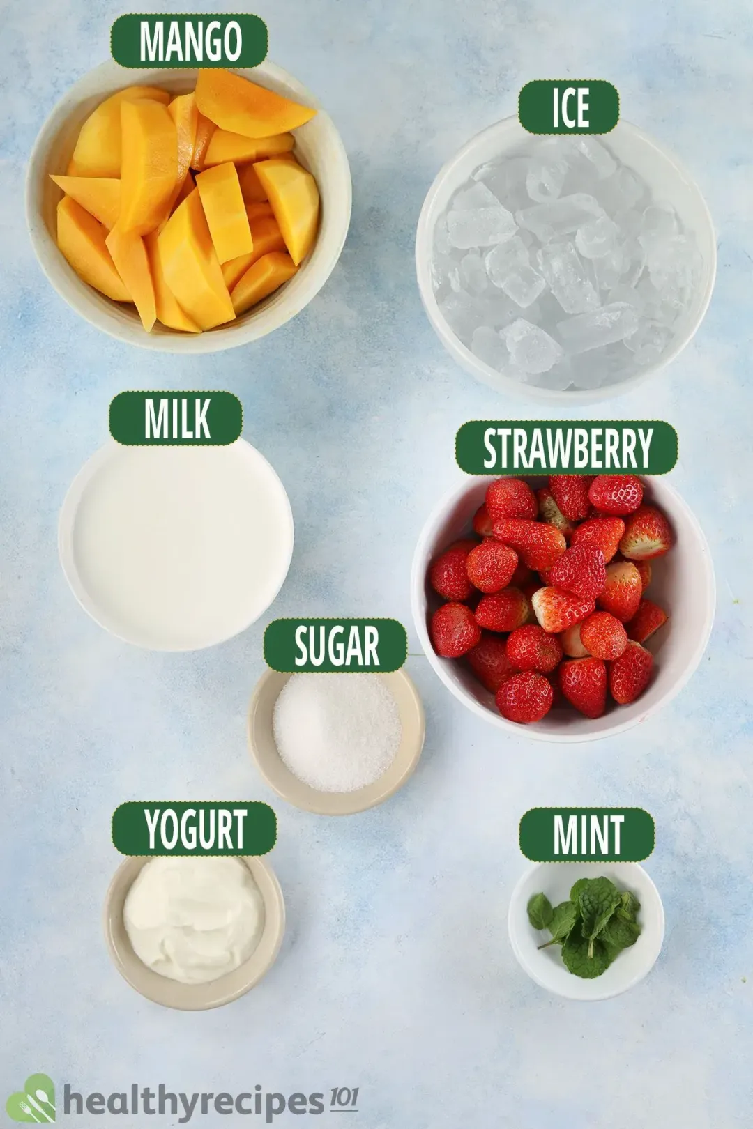 Ingredients for Strawberry Mango Smoothie