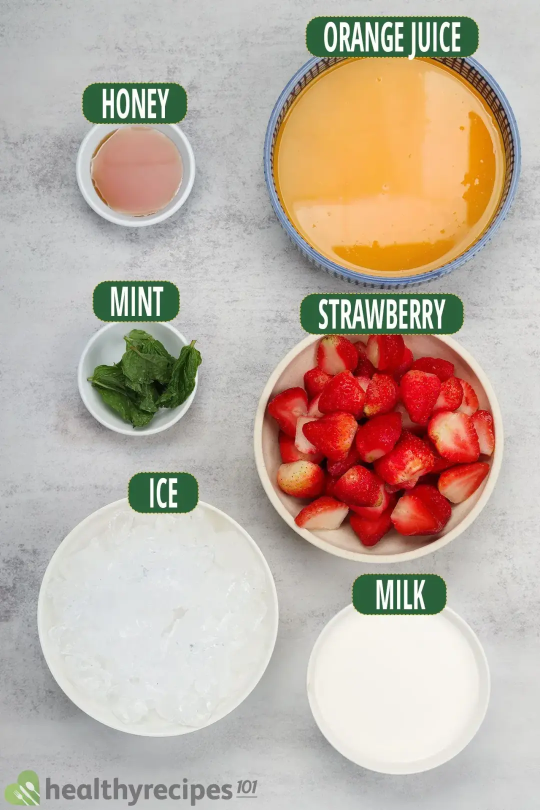 Ingredients for Strawberry Orange Smoothie