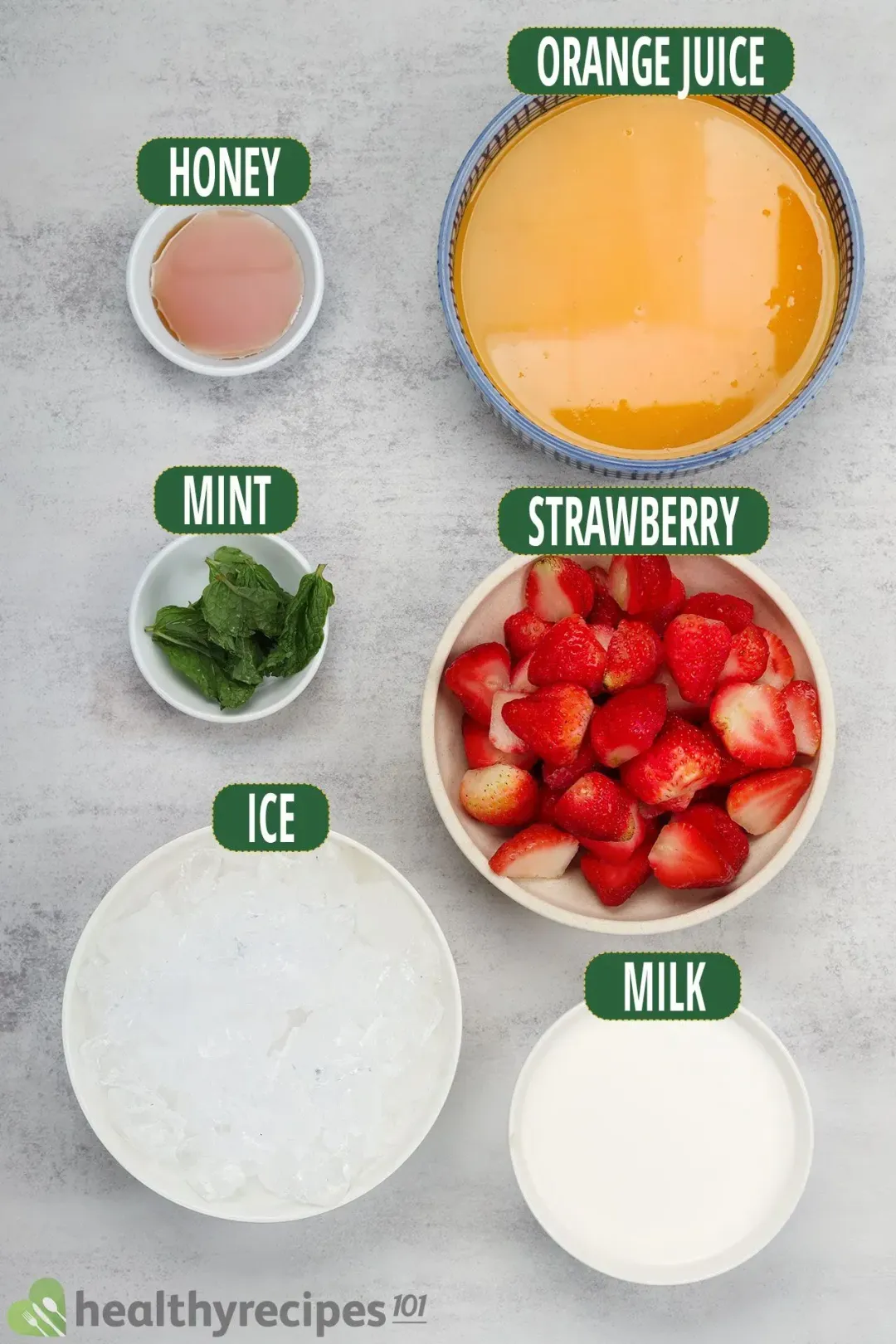 Ingredients for Strawberry Orange Smoothie
