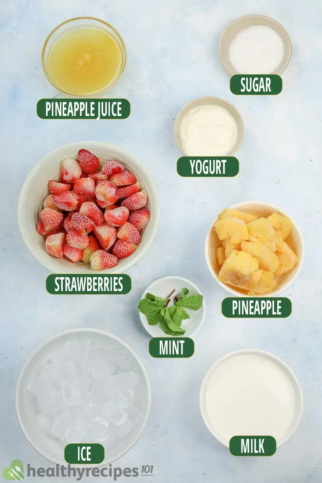 Ingredients for Strawberry Pineapple Smoothie