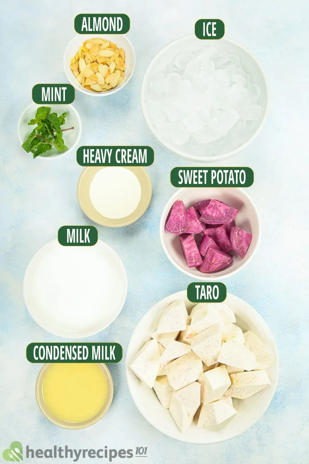 ingredients for Taro Smoothie