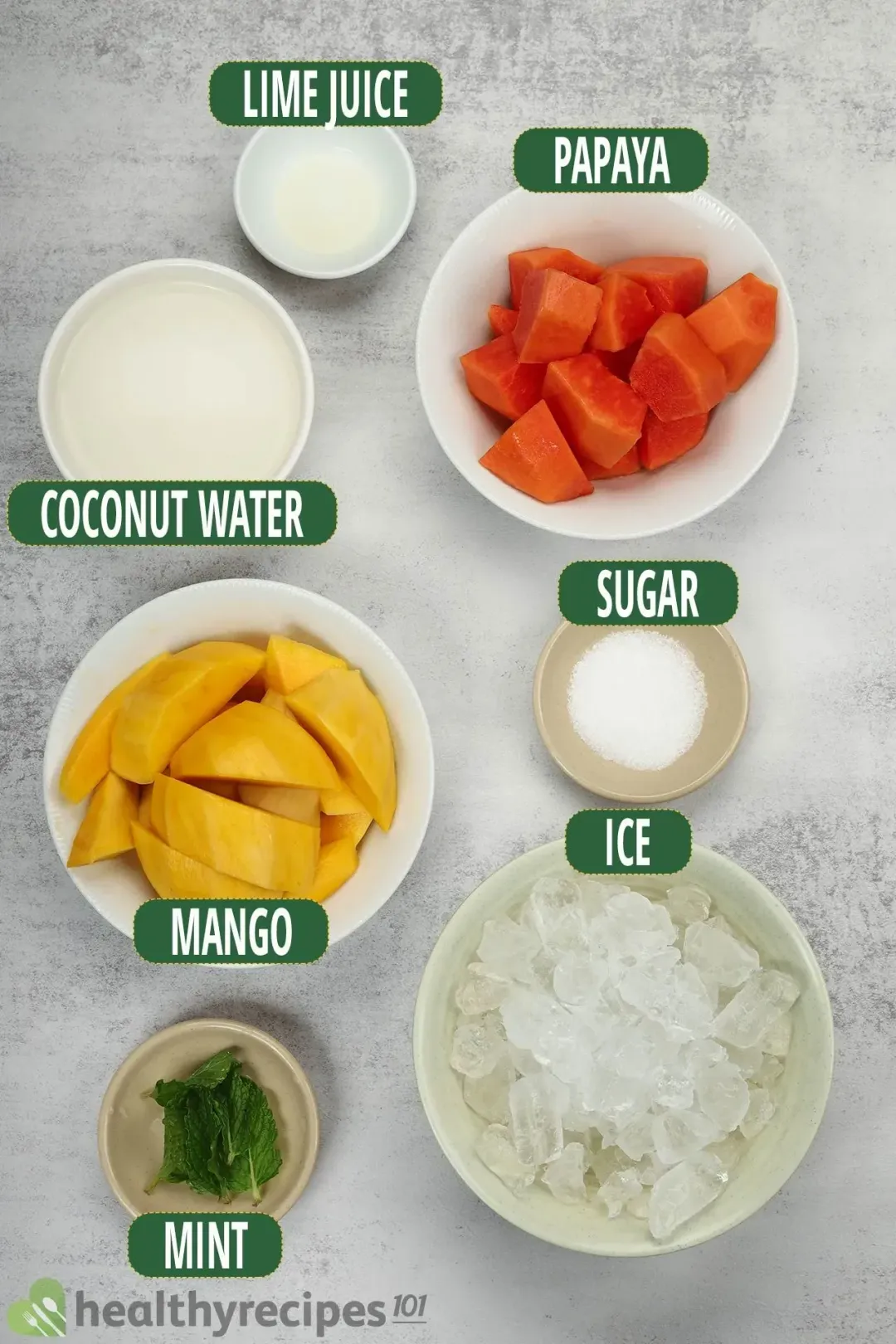 Mango Papaya Smoothie Ingredients
