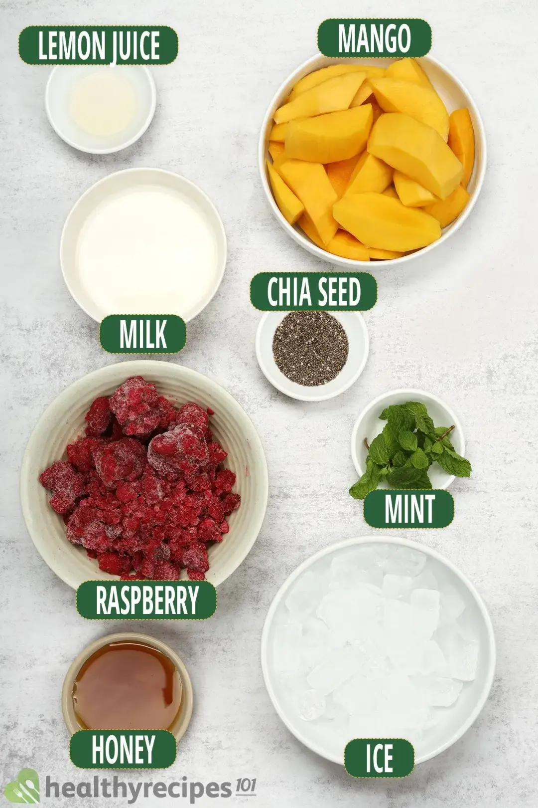 Mango Raspberry Smoothie ingredients