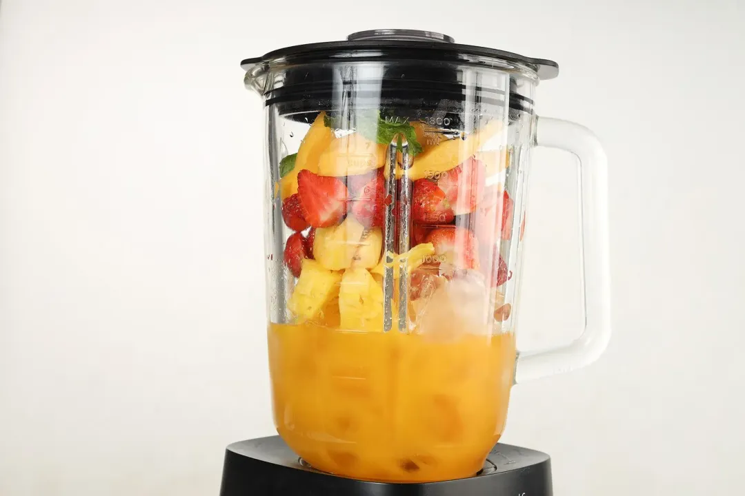 step 1 How to make Pineapple Mango Strawberry Smoothie