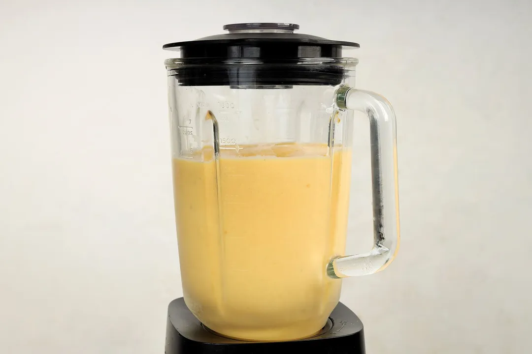 yellow liquid in a blender pitcher