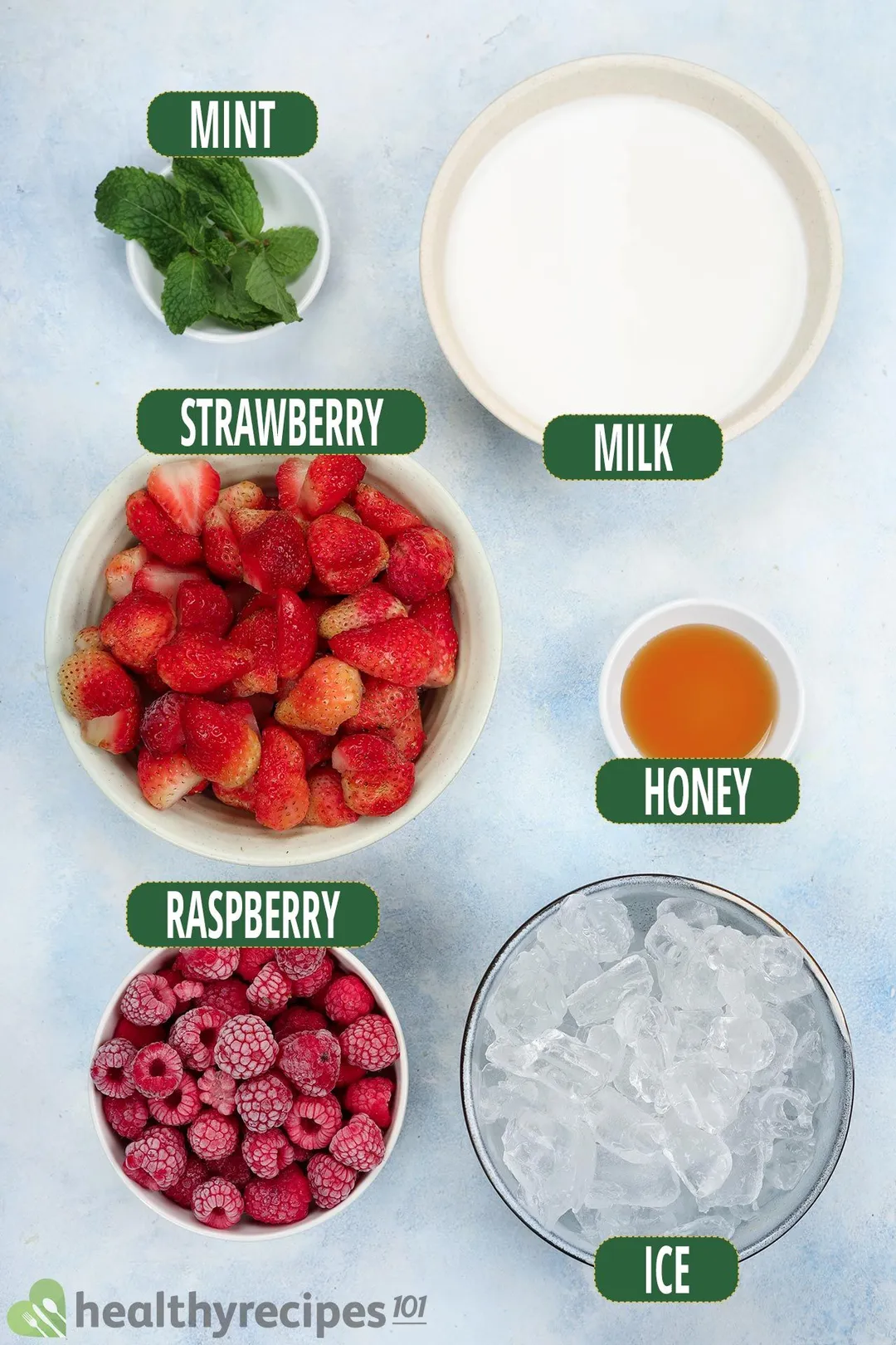 ingredients list for strawberry raspberry smoothie