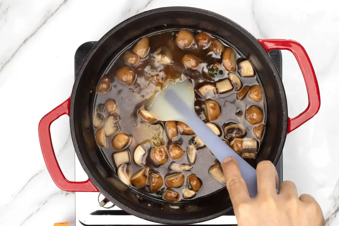 Add the chicken broth to lentil soup