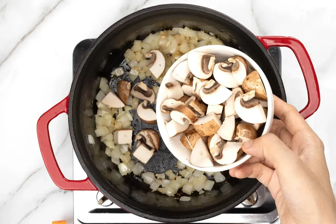 Add mushrooms to lentil soup