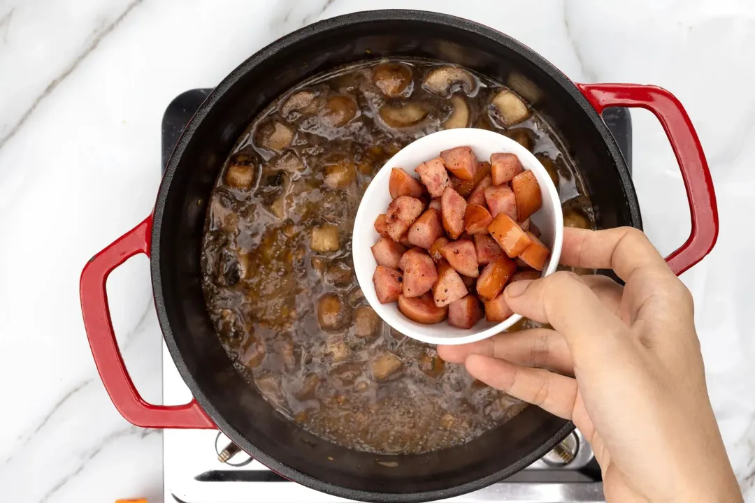 Add the sausage to lentil soup