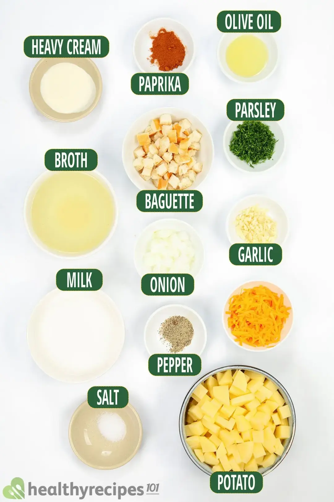 Ingredients for Our Cheesy Potato Soup Recipe