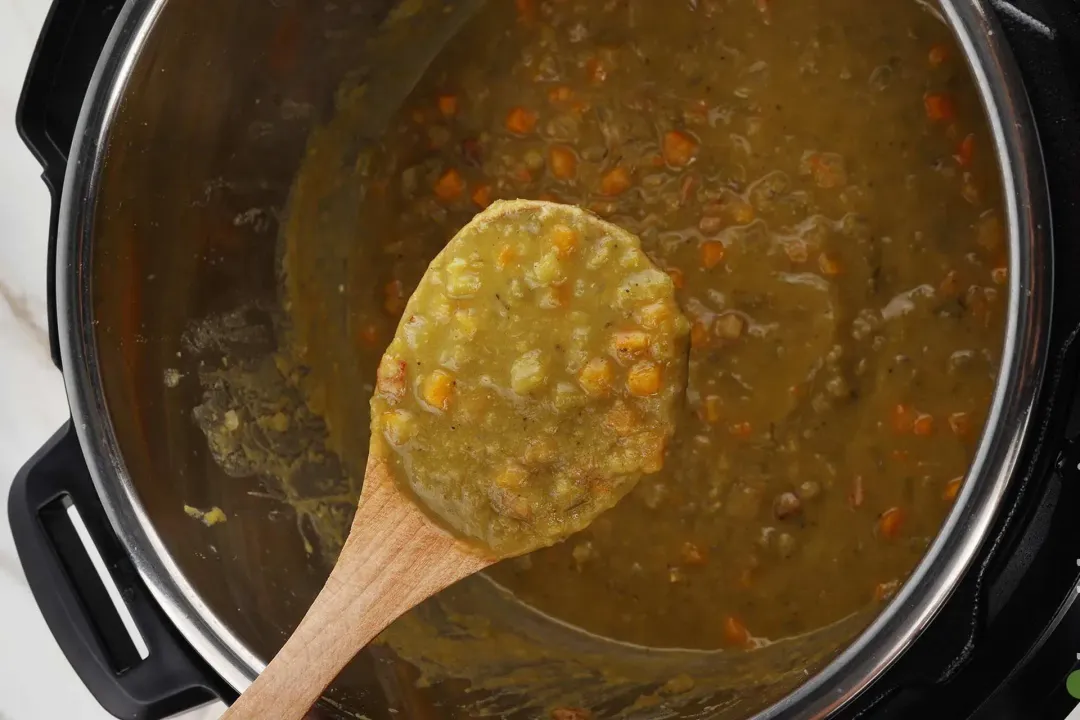 Quick release the steam open lid and stir the soup