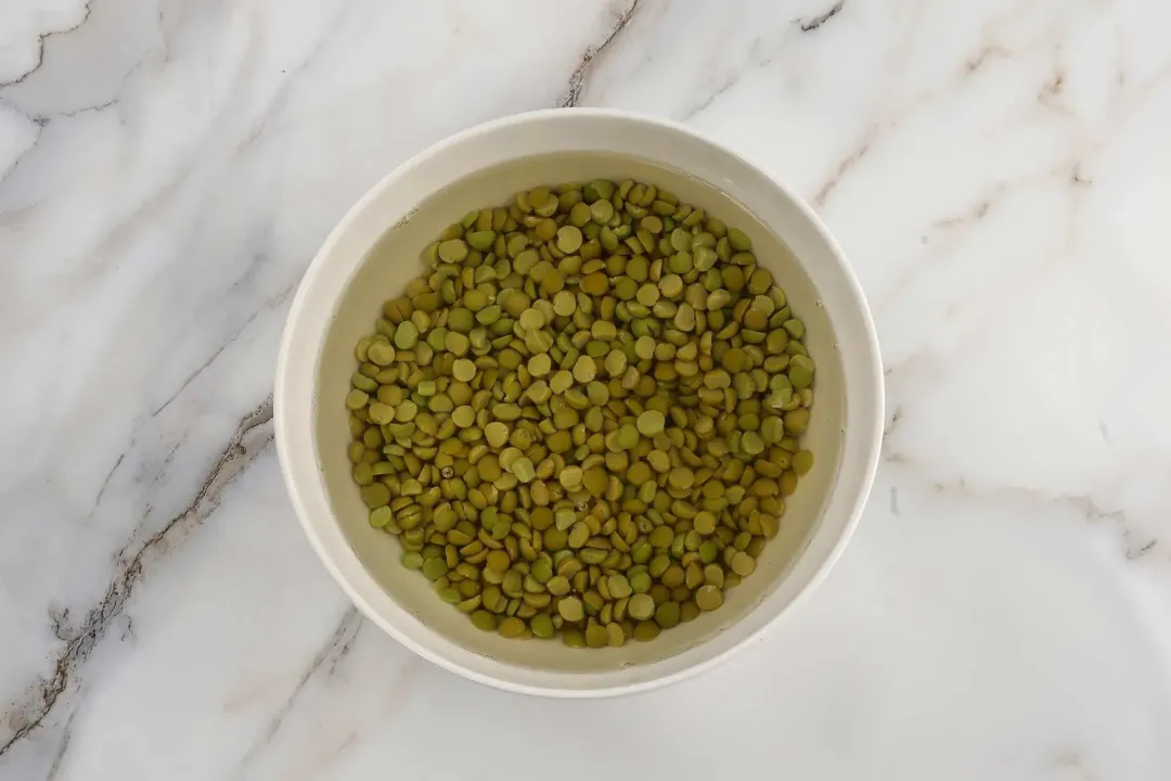Soak the split peas overnight in cool filtered water