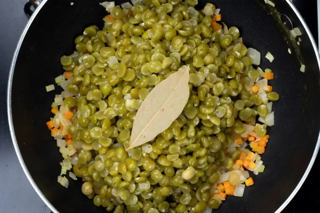 Step 3 Add split peas and herbs