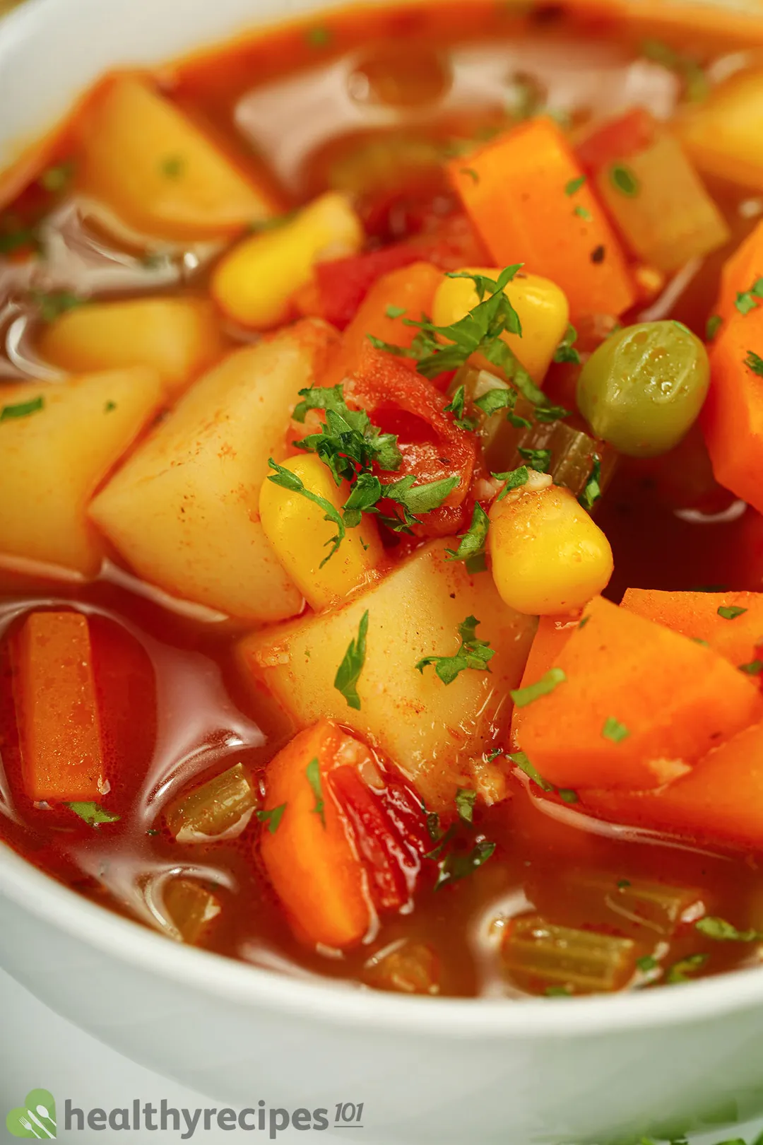 close shot of a bowl of vegetable soup