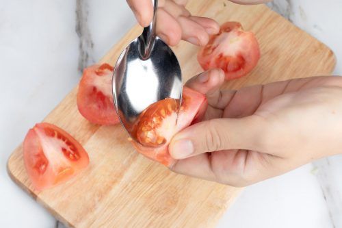 Step 2: Core the tomatoes