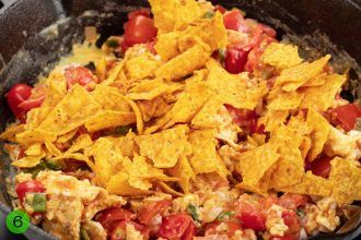 Step 6: Mix in the tortilla chips.