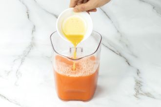 Step 1: Mix carrot, apple, ginger, and lemon juices in a large pitcher.