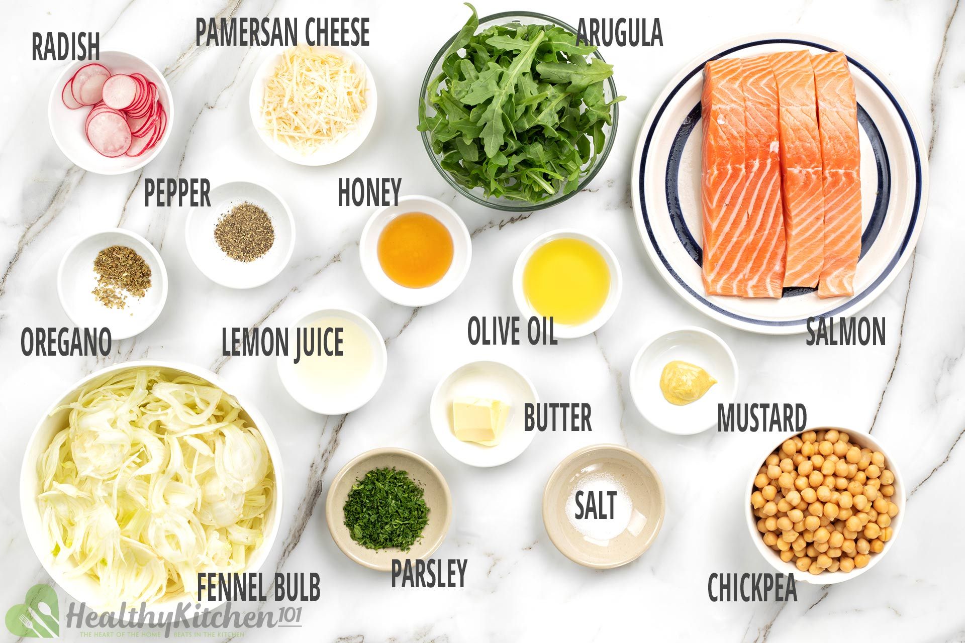 ingredients for pan fried salmon