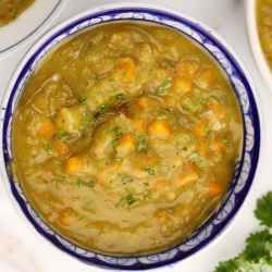 Taste and garnish instant pot split pea soup with fresh parsley