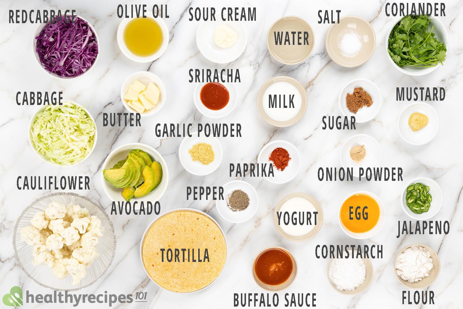 Buffalo Cauliflower Tacos Ingredients