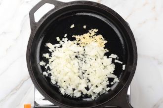 step 1: Cook the garlic and onions