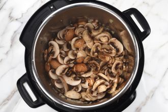 Step 2: Stir-fry the mushrooms.