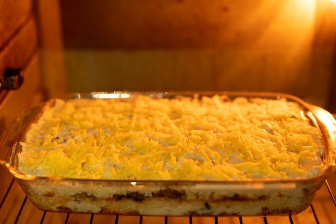 Step 7: Bake the lasagna.