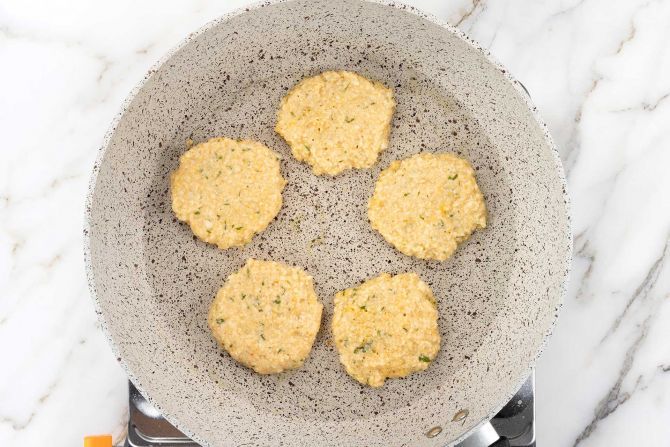 Make the hash brown patties in a skillet