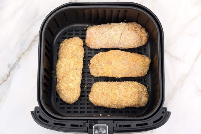 Air-fry the chicken rolls at 340℉ for 20 minutes.