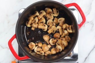 Step 1: Stir fry the mushrooms. Set aside.