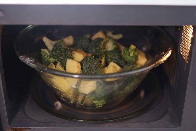 step 1: Microwave the veg.