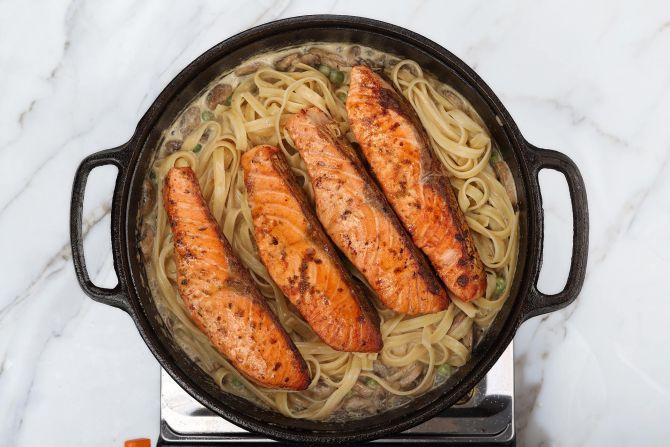 Step 7: Return the cooked salmon to the skillet.