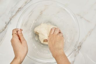 step 1: Combine the dough ingredients. Knead it and set it aside.