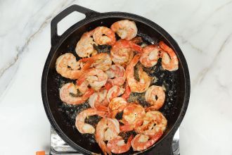 step 1: Melt butter and cook the shrimp in it.