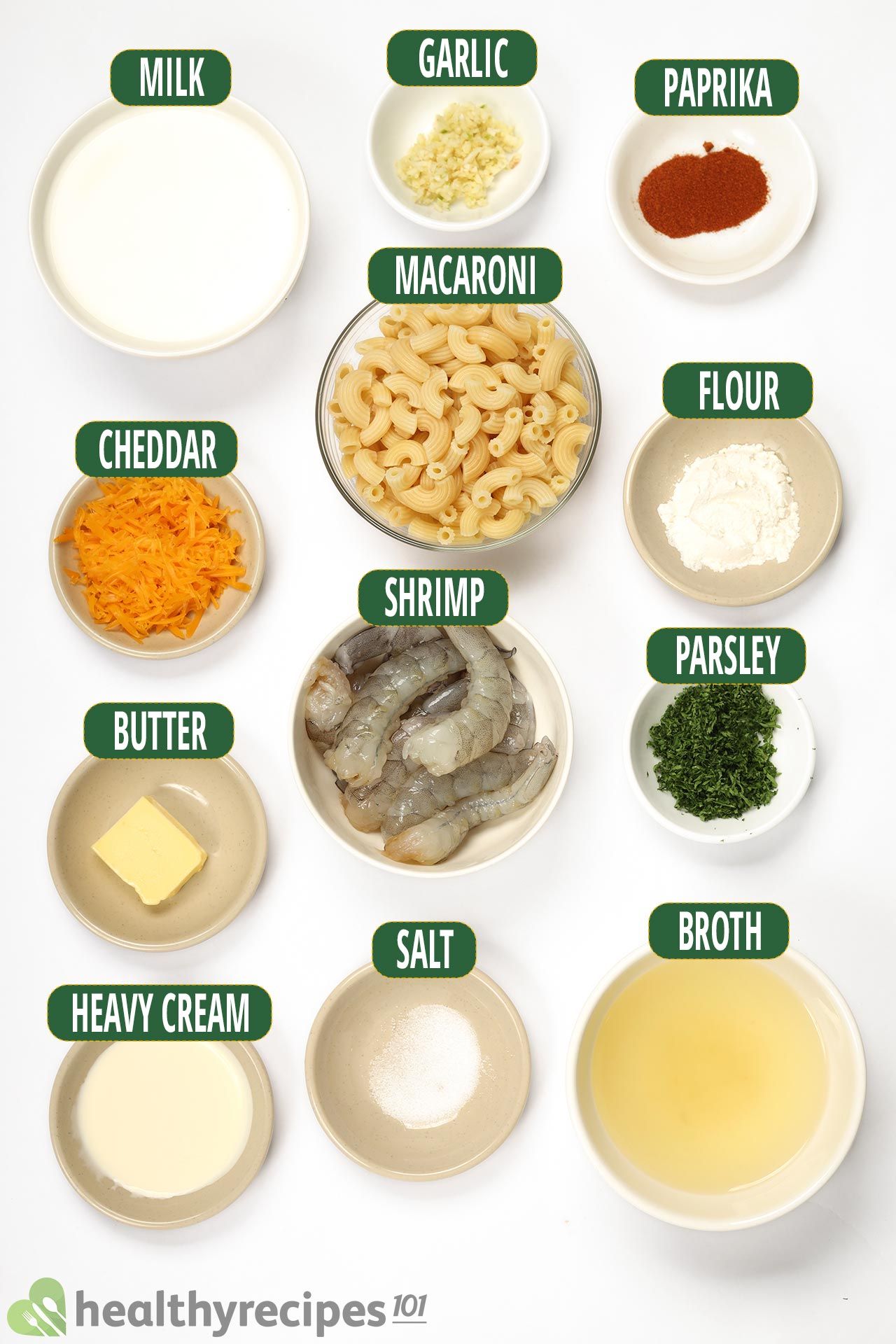 ingredients for shrimp mac and cheese
