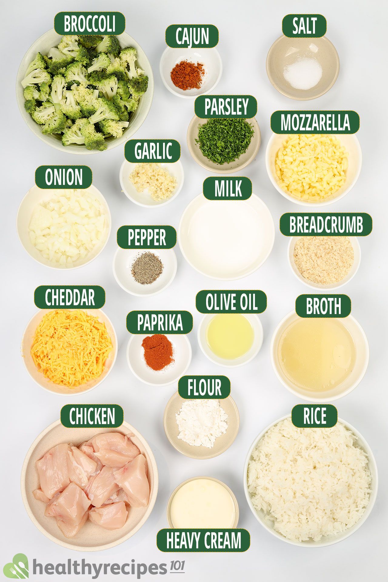 ingredients for Air Fryer Chicken Broccoli Rice Casserole