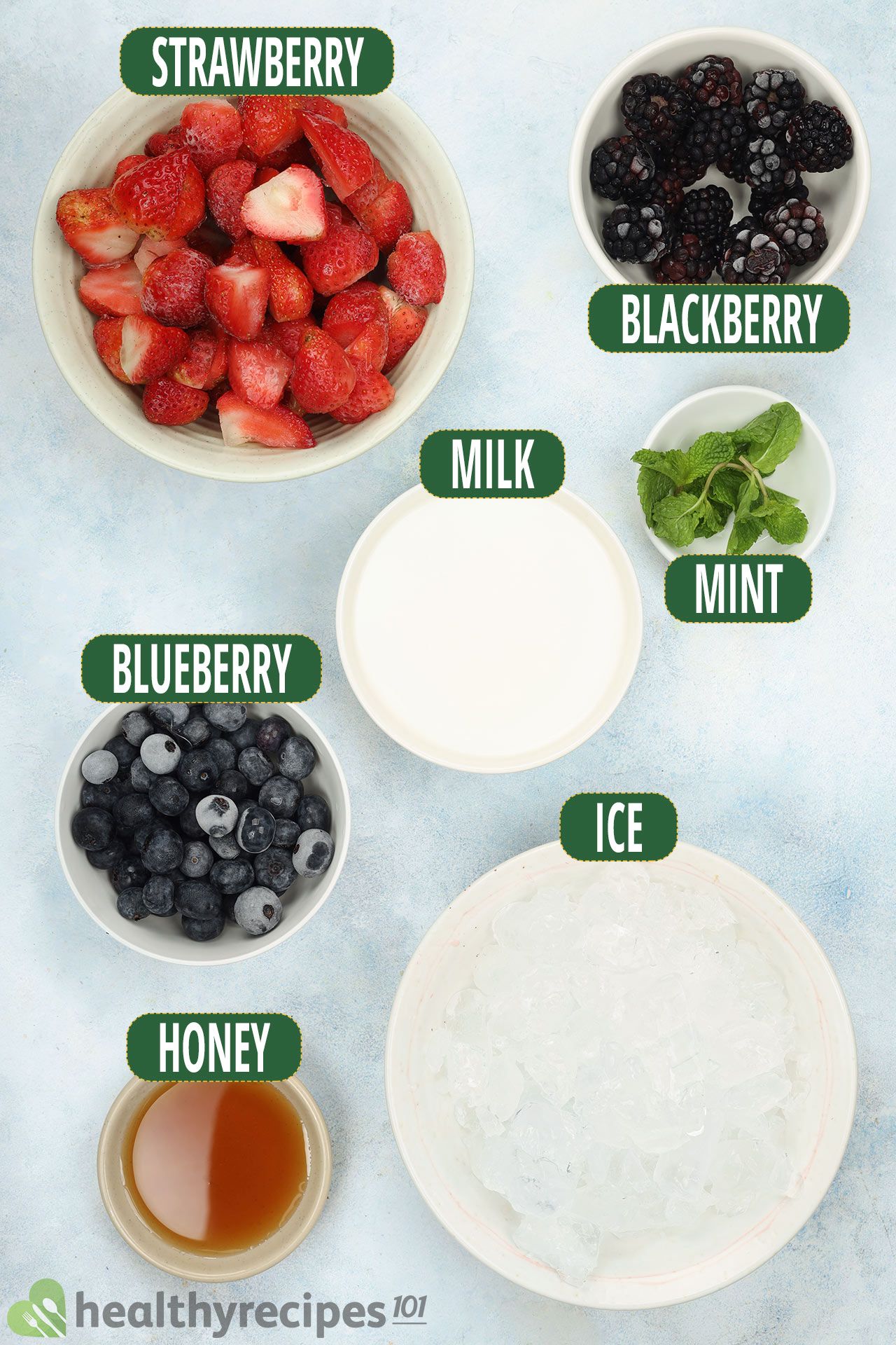 ingredients for triple berry smoothie