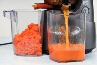 Step 1: Run all the fruits and vegetables through a juicer.