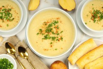 step 7: Ladle soup into bowls, garnish and enjoy